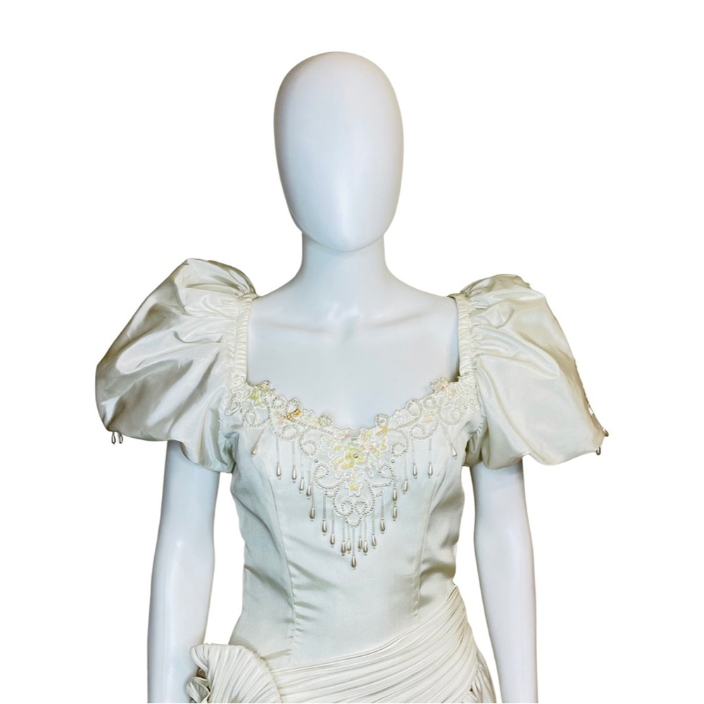 Vintage 1990's Princess Diana Inspired Tea Length Wedding Dress - Picture 2 of 7